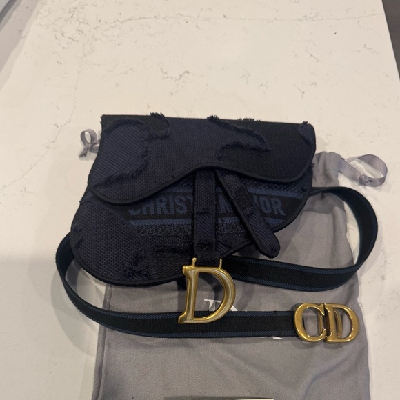 Dior Handbags - Dior Navy Mini Saddle Belt Bag